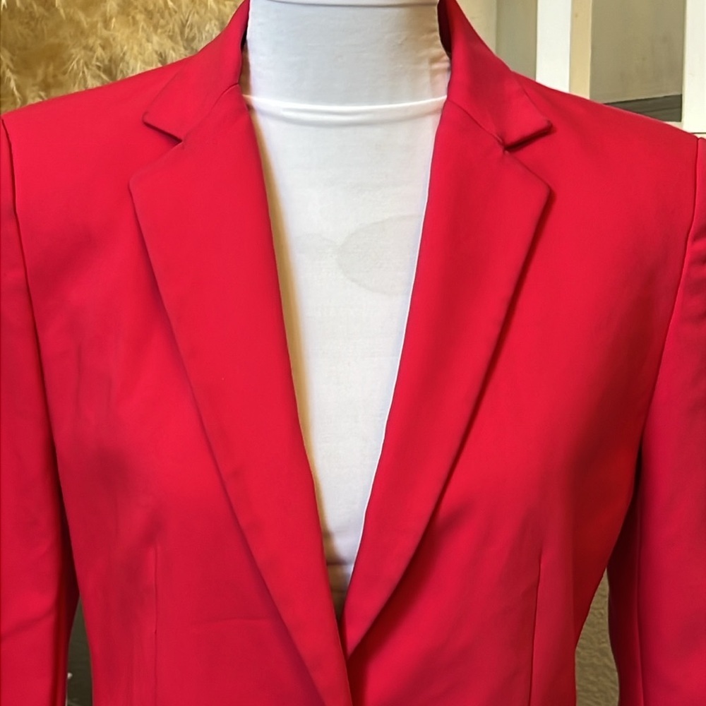 Zara Basic Shoulder Pads Hot Pink Single Button Blazer Size Medium - Picture 4 of 8